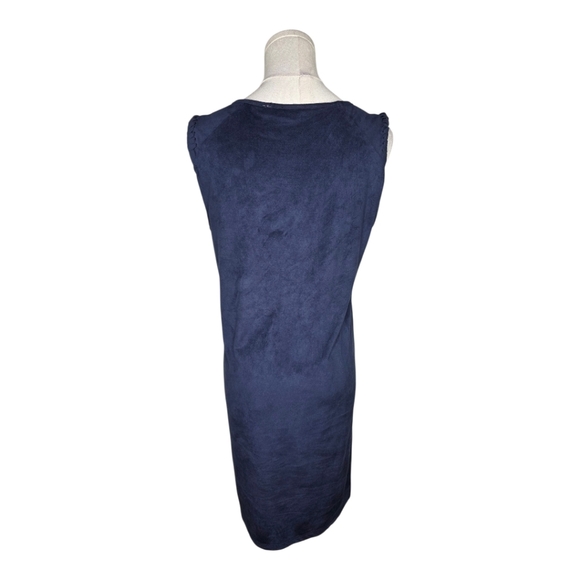 Evolution by Cyrus Navy Sleeveless Faux Suede Shift Dress Size Small - Picture 4 of 7